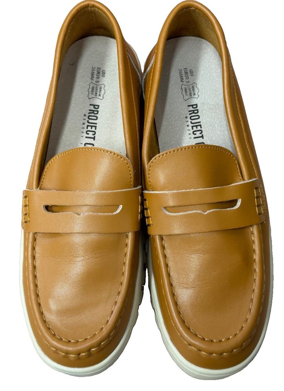Project Cloud Loafers Women Size 9 Memory Foam Insoles Genuine Leather Tan